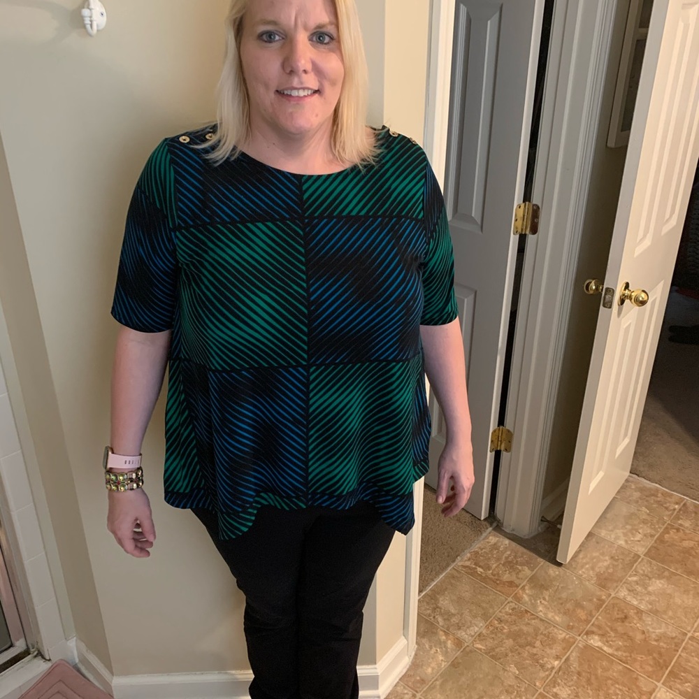 Dana Bachman Black, Green, and Blue Blouse